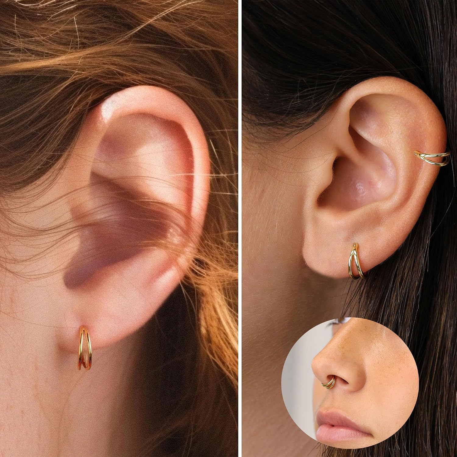 Detalle 2 de Qyalie cartilage hoop earrings, stainless steel