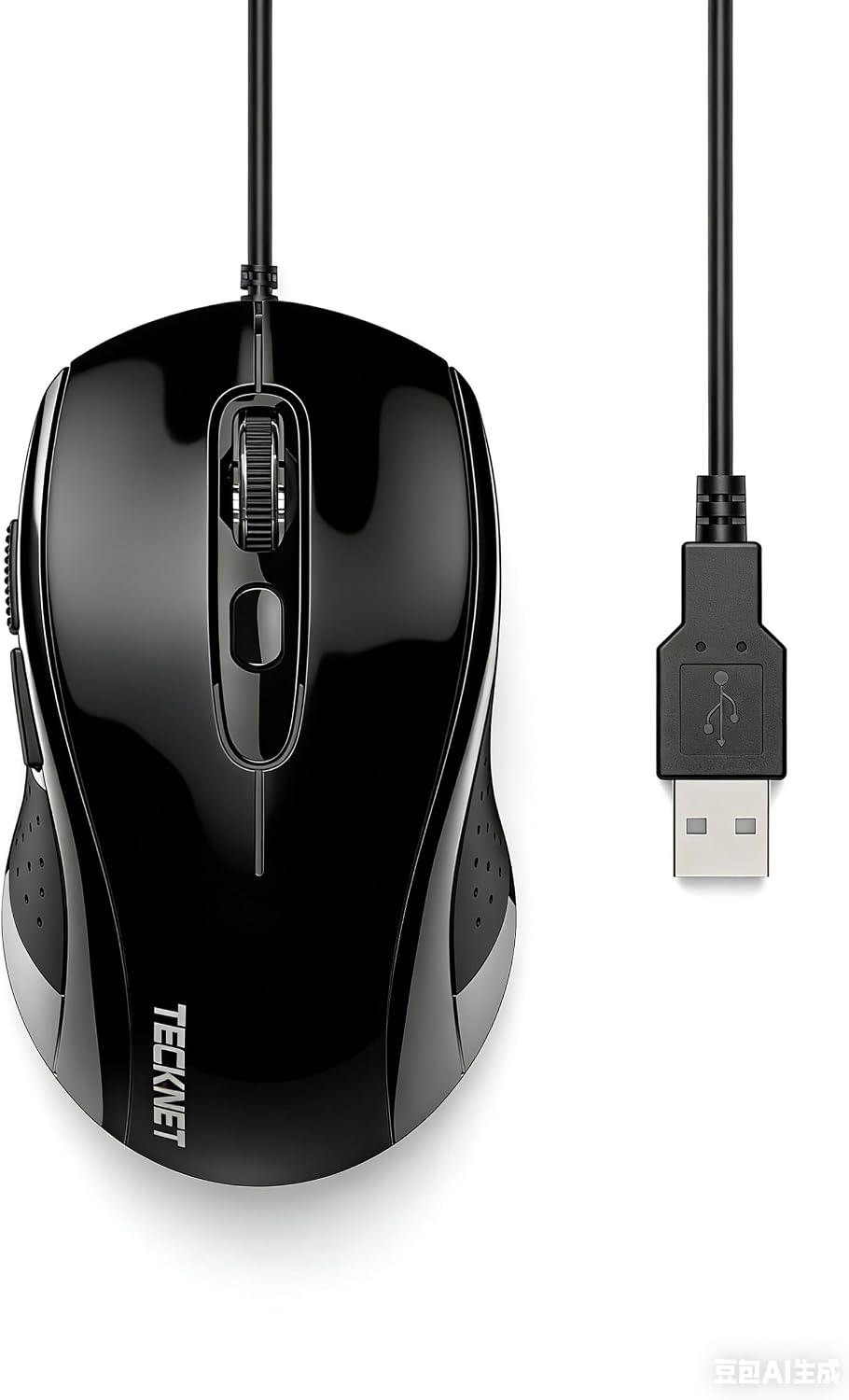 Detalle de TECKNET Wired Optical USB Mouse (Grey) – 3600 DPI, 6 Buttons, for Office, PC & Laptop
