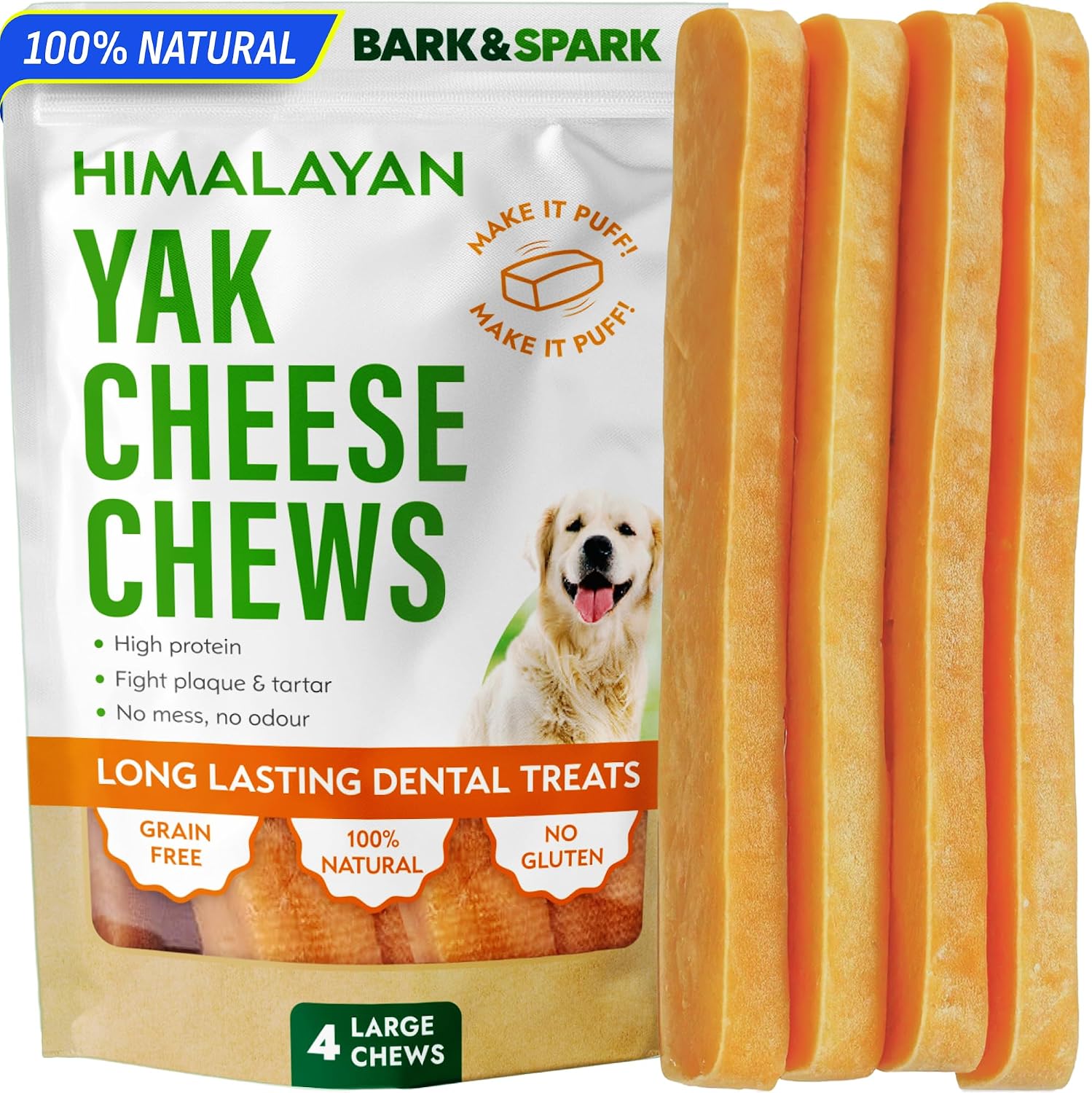Detalle de BARK&SPARK Yak Cheese Dog Chews, 4 Large