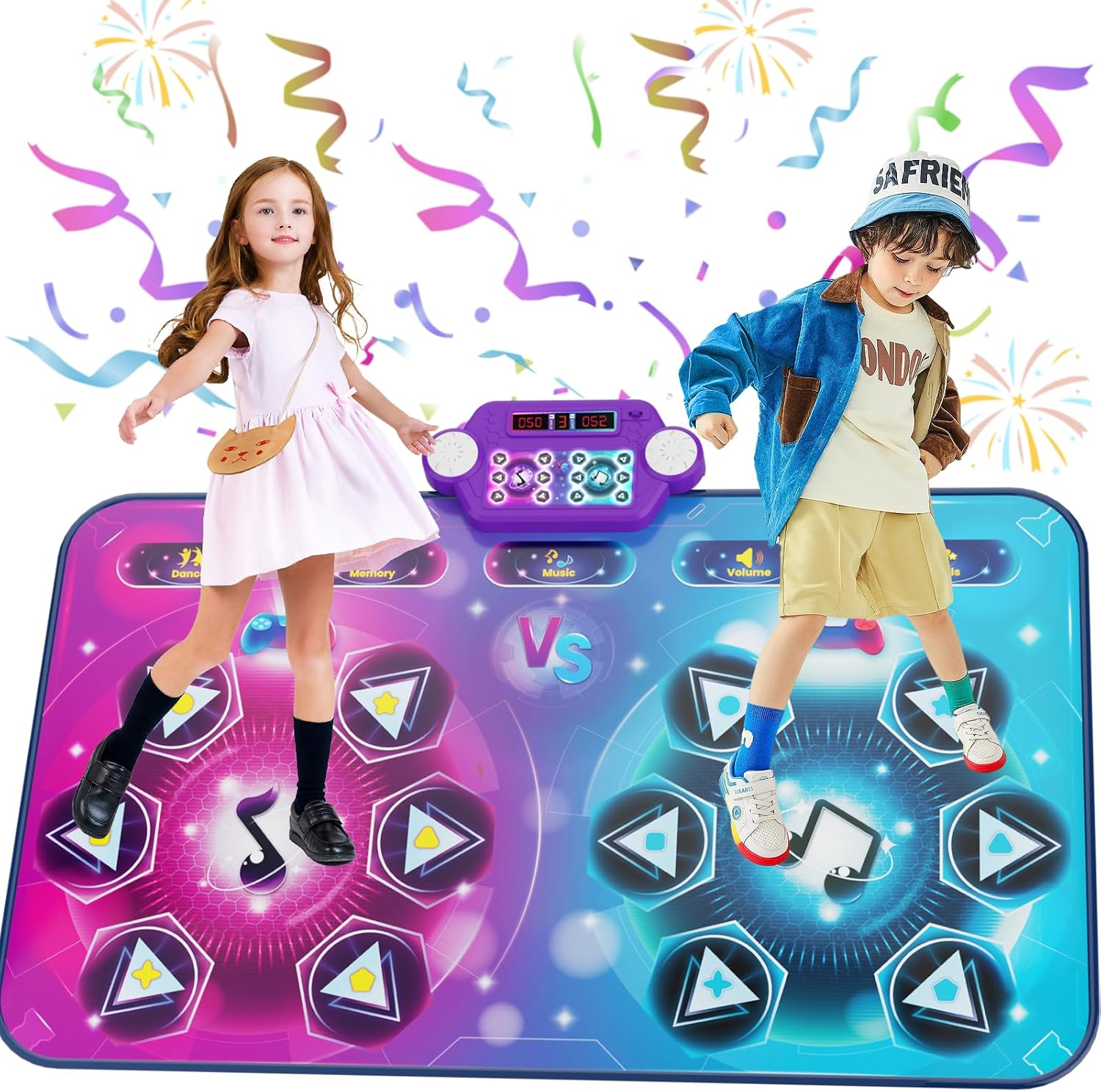 Detalle de Maysida Rechargeable Dance Mat – Double User (35x59 inches) with Piano, Memory, and LED Battle Modes