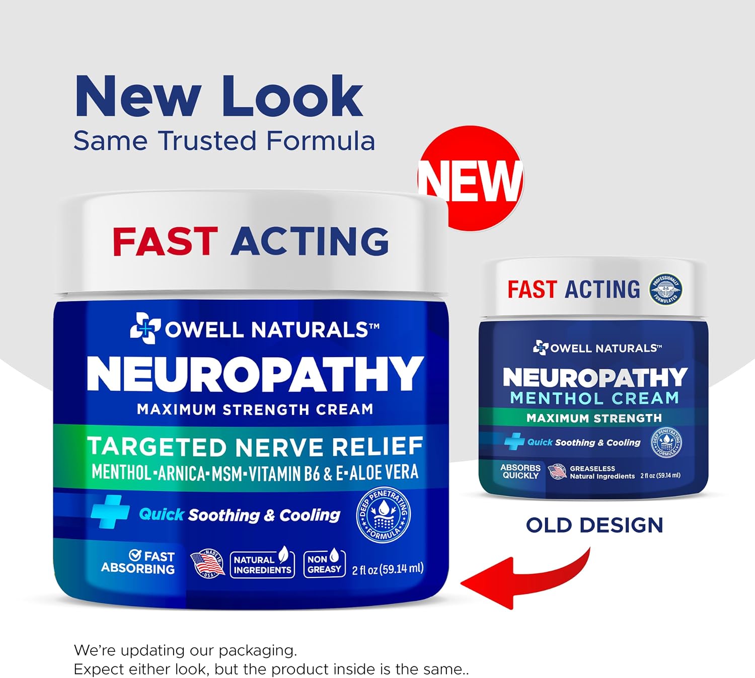 Detalle 2 de Owell Naturals Neuropathy Cream Extra Strength – Fast Absorbing Cooling 2-Pack