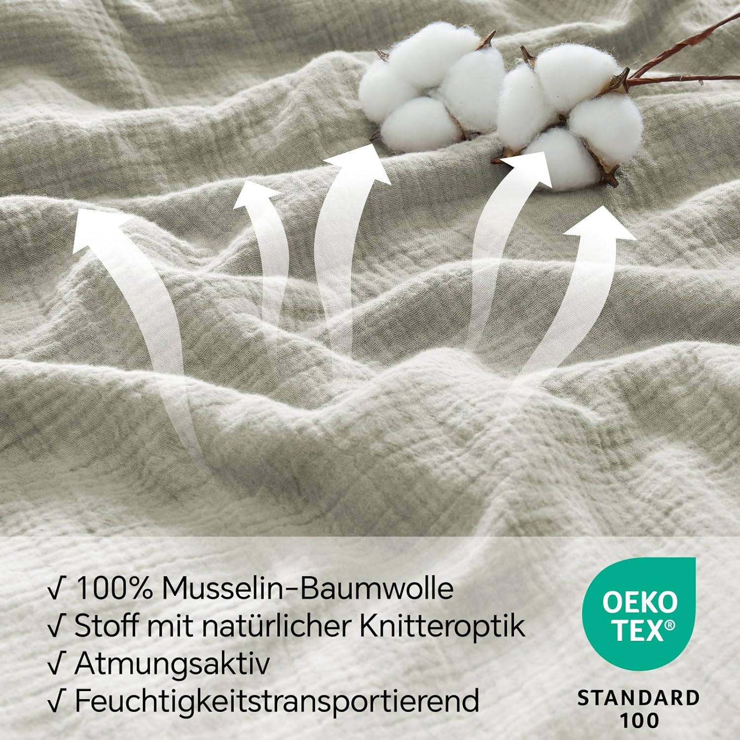 Thumbnail 2 de BEDELITE Musselin Bettwäsche 200x220 Baumwolle