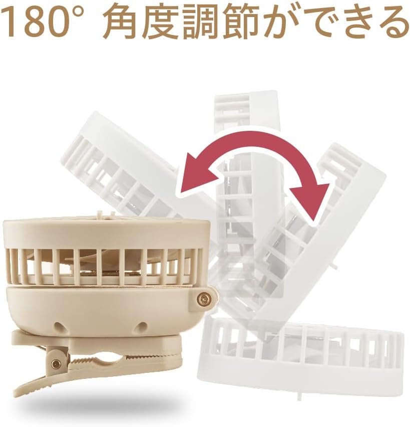 Detalle de ドウシシャ FSZ-61B BE ミニクリ クリップファン 風量3段階・USB Type-C・ベージュ