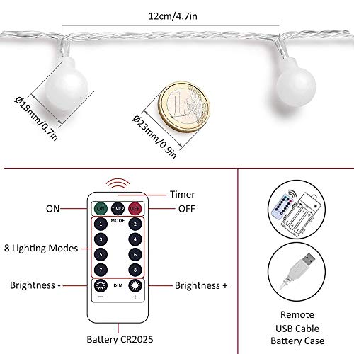 Thumbnail 6 de Zorela Globe Fairy Lights: 15M 100 LED Outdoor/Indoor String Lights with Remote