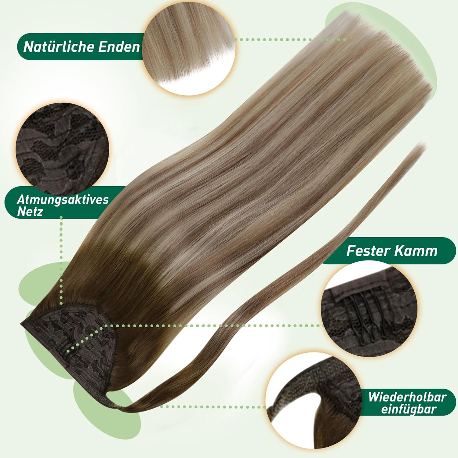 Detalle de Easyouth Echthaar Zopf Extensions 50 cm 💇♀