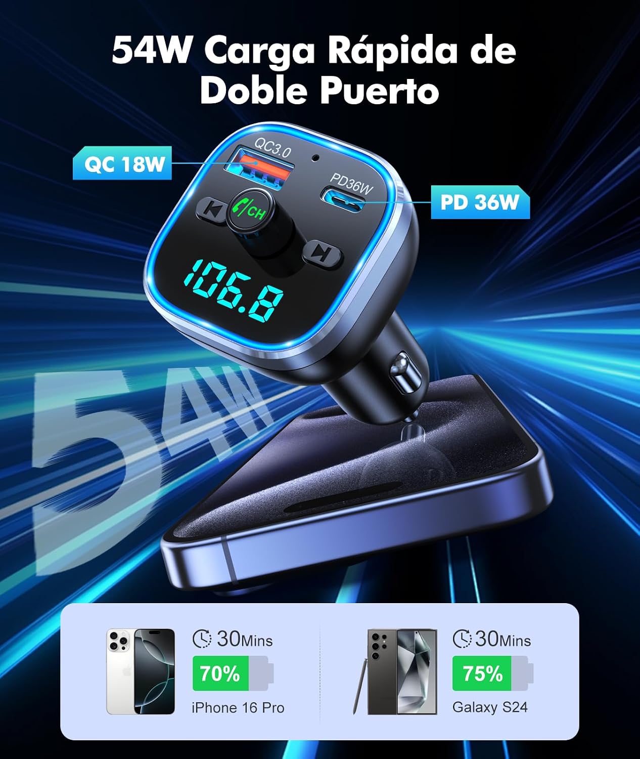 Thumbnail 1 de Mohard T33C Bluetooth Coche 54W