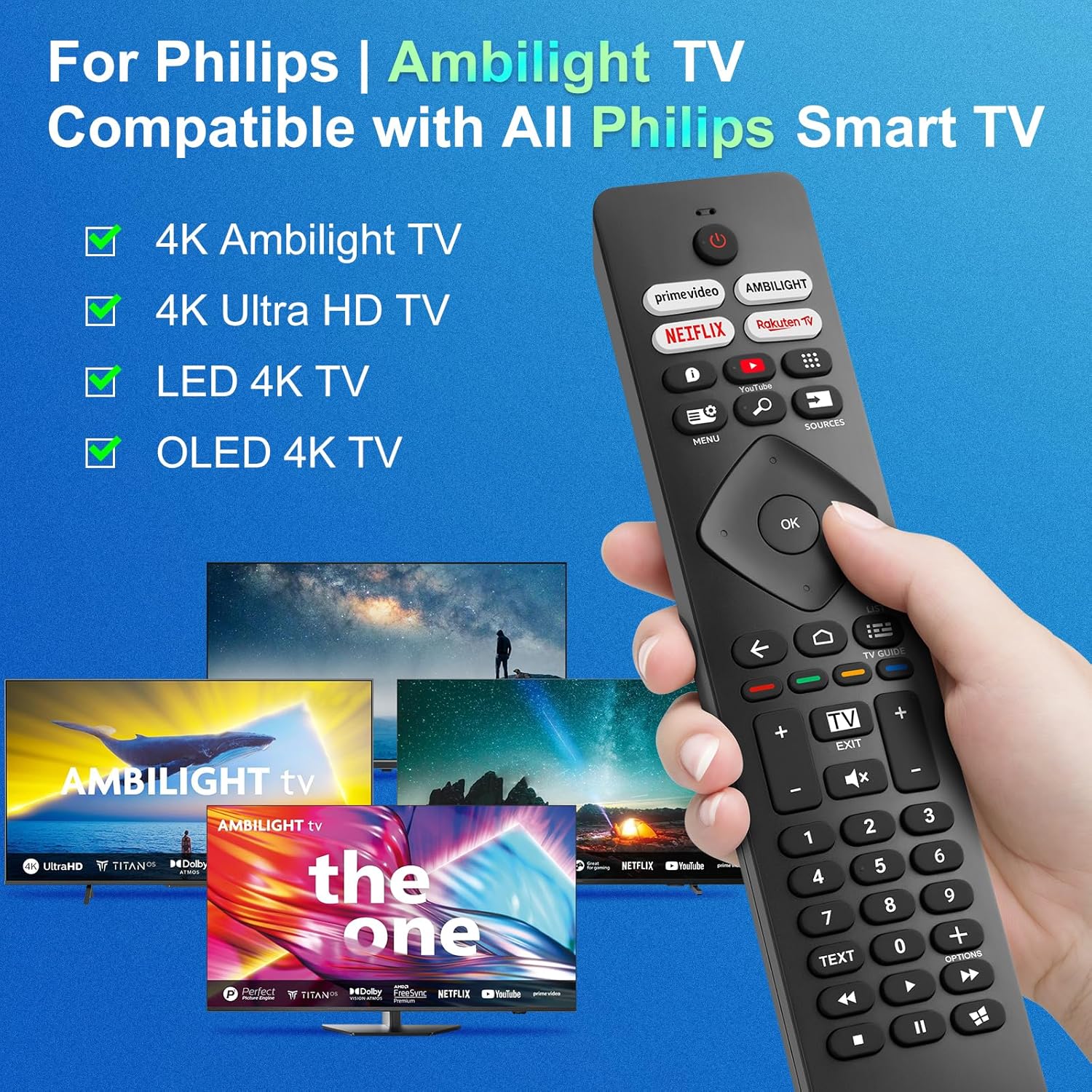 Thumbnail 1 de YOSUN Universalfernbedienung für Philips Ambilight Fernseher – kompatibel mit allen Philips Ambilight TVs