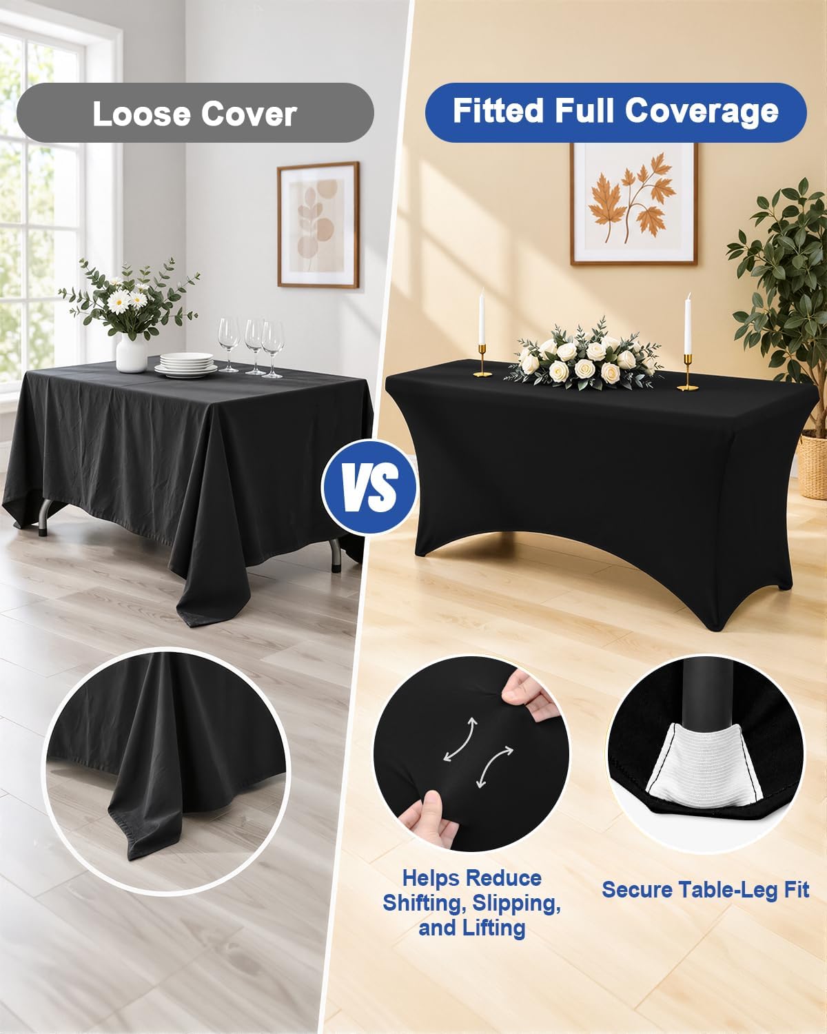 Thumbnail 4 de Smiry 2 Pack Spandex Table Cloth 72in