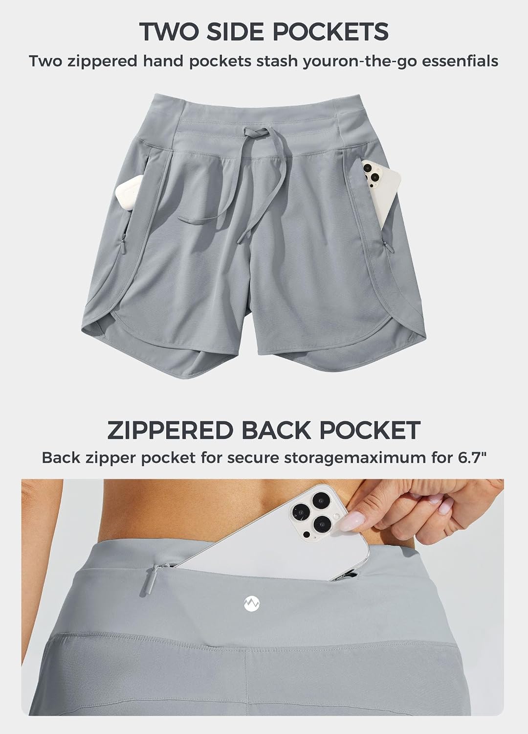 Thumbnail 5 de WILLIT Damen Sportshorts kurz mit High Waist, Schnelltrocknend und 3 Taschen (7" INSEAM)