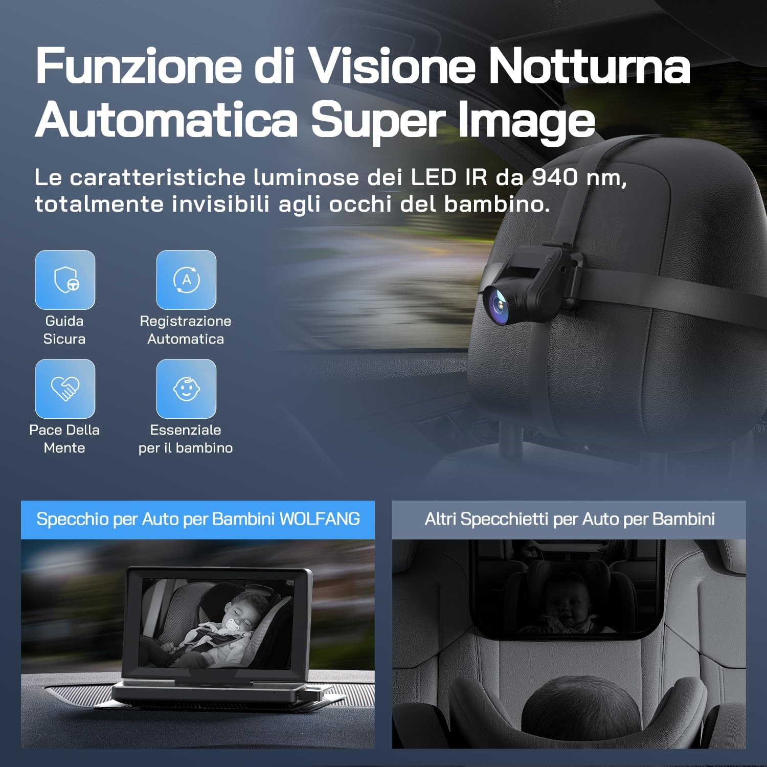 Detalle 2 de WOLFANG WB01 5" Baby Car Camera 1080P