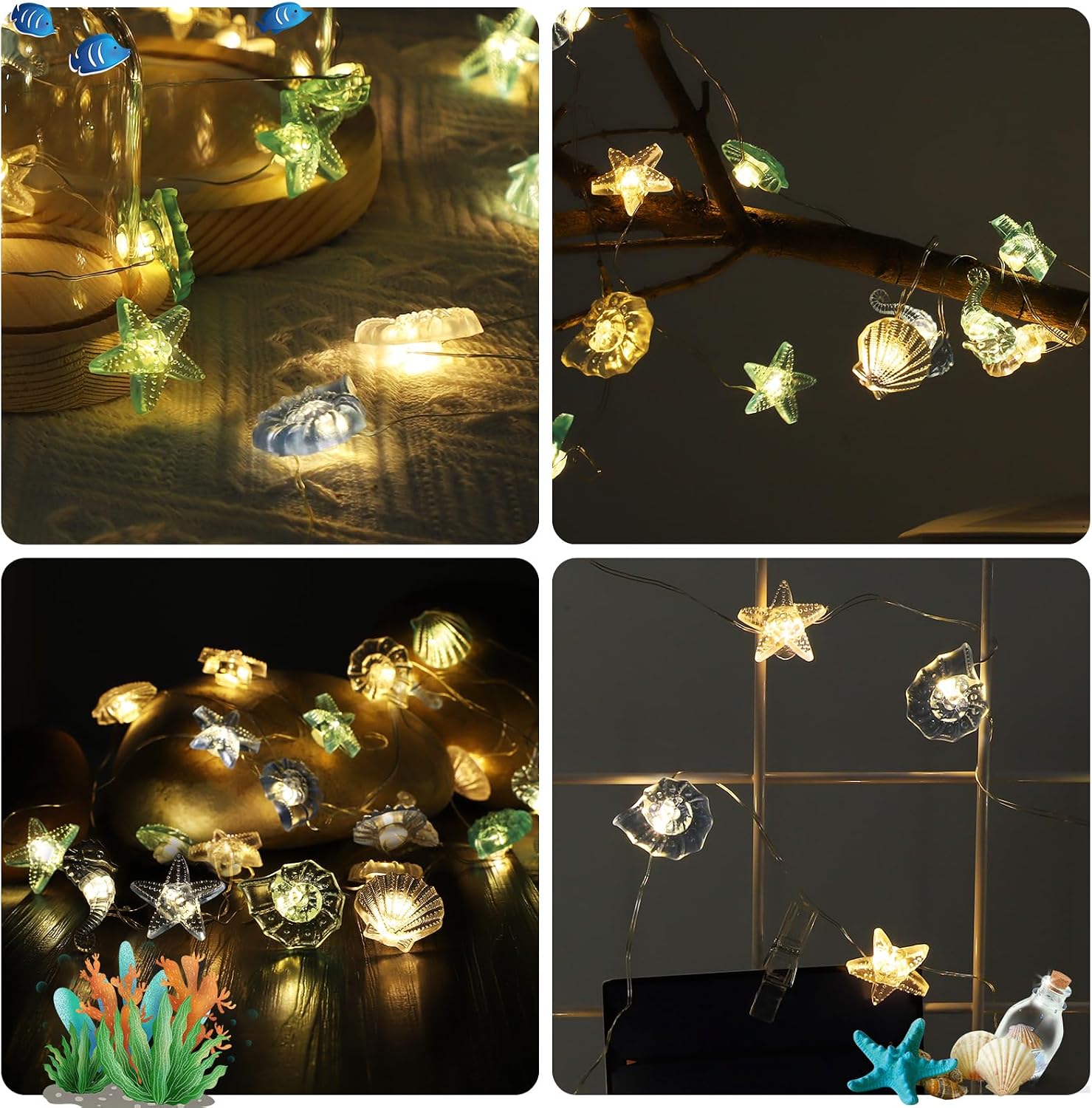 Thumbnail 6 de A.bigwhale lichtsnoer met schelpenmotief, 2 m, 20 warmwitte leds en timer