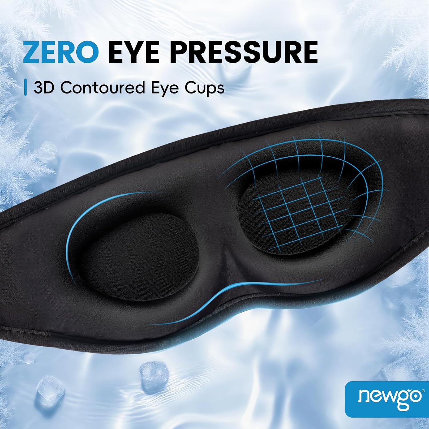 Detalle 1 de NEWGO 3D Cooling Eye Mask, Adjustable Black Gel Sleep Mask