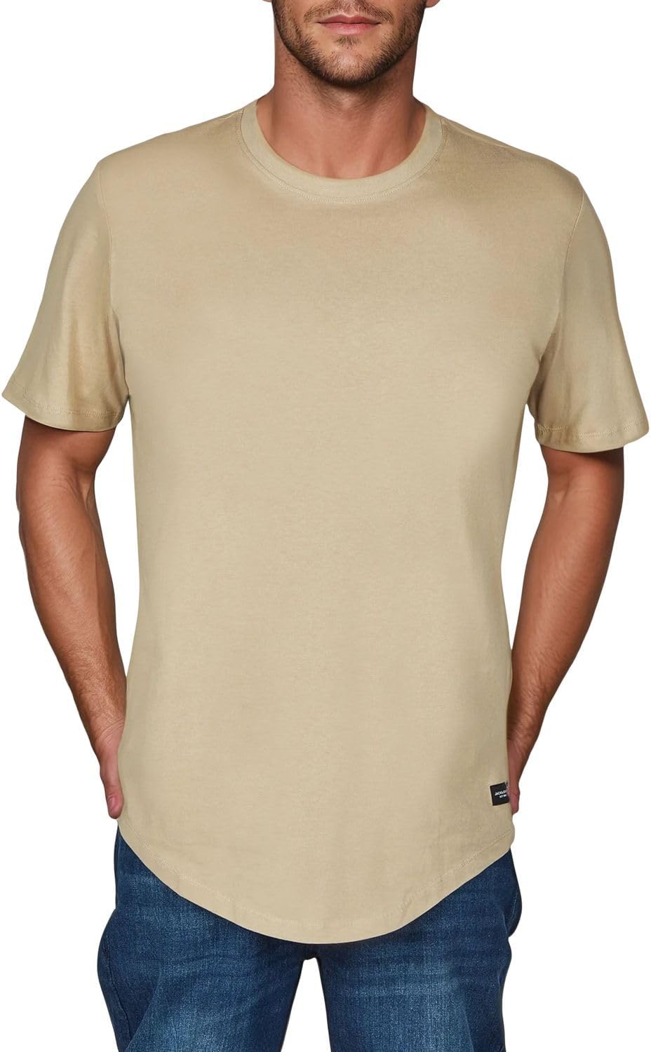 Detalle 2 de Jack & Jones Herren Lang geschnittenes 3er-Set T-Shirt aus Bio-Baumwolle – Regular Fit JJENOA