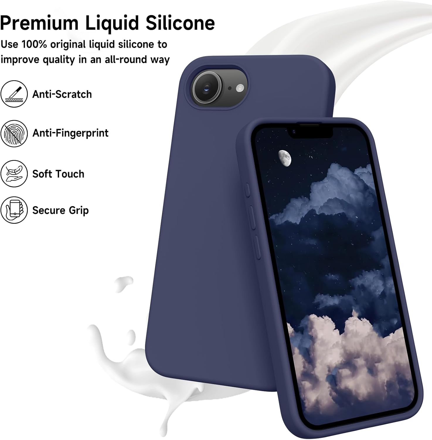 Thumbnail 2 de OIIAEE Liquid Silicone Case for iPhone 16e (2025) 6.1" – Midnight Blue