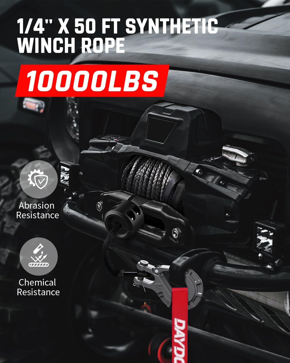 Detalle 2 de DAYDOOR 1/4" x 50ft 10,000 lb winch rope