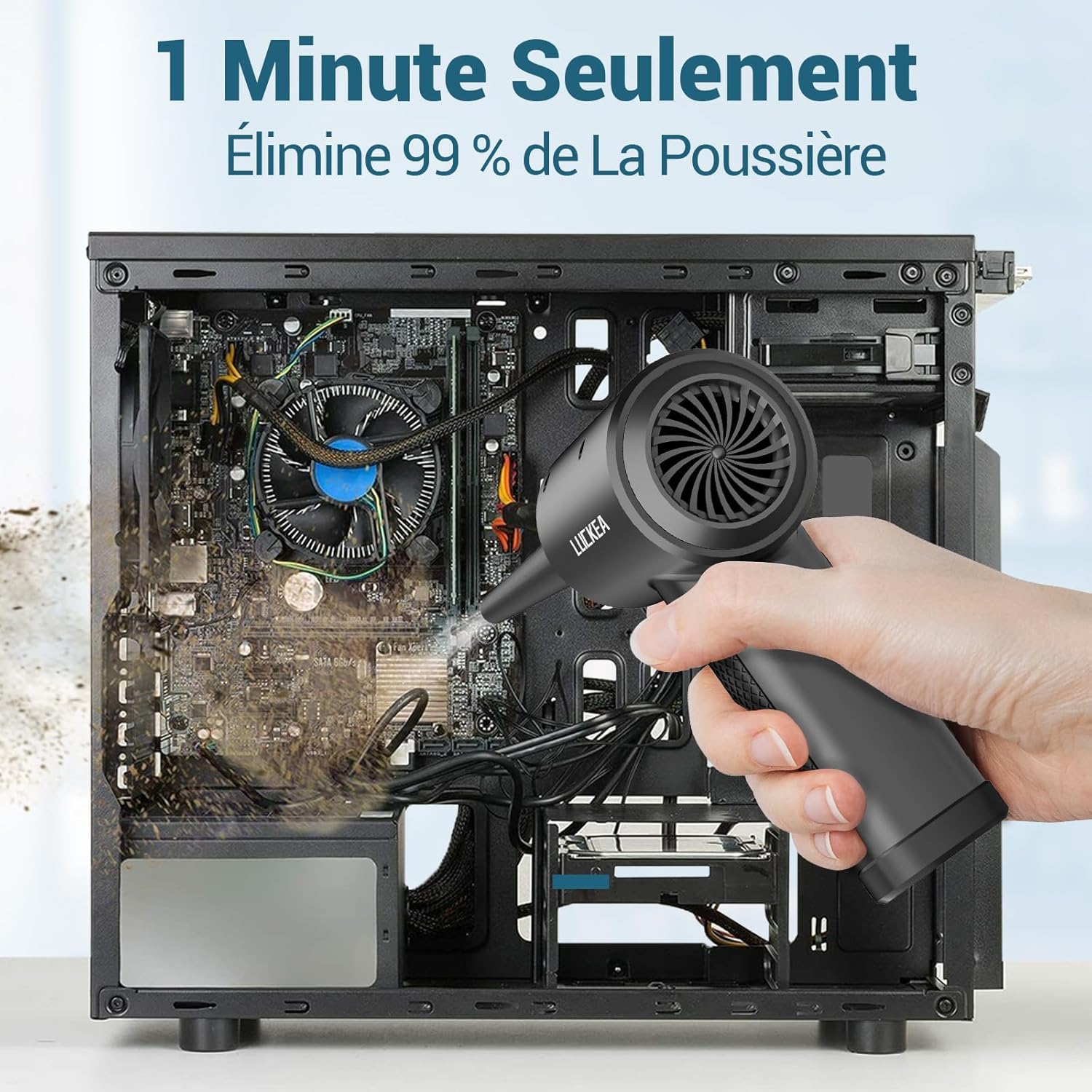 Thumbnail 1 de Souffleur à air comprimé rechargeable 3 vitesses 6000 mAh avec LED – Souffleur PC (brosses antistatiques incluses)