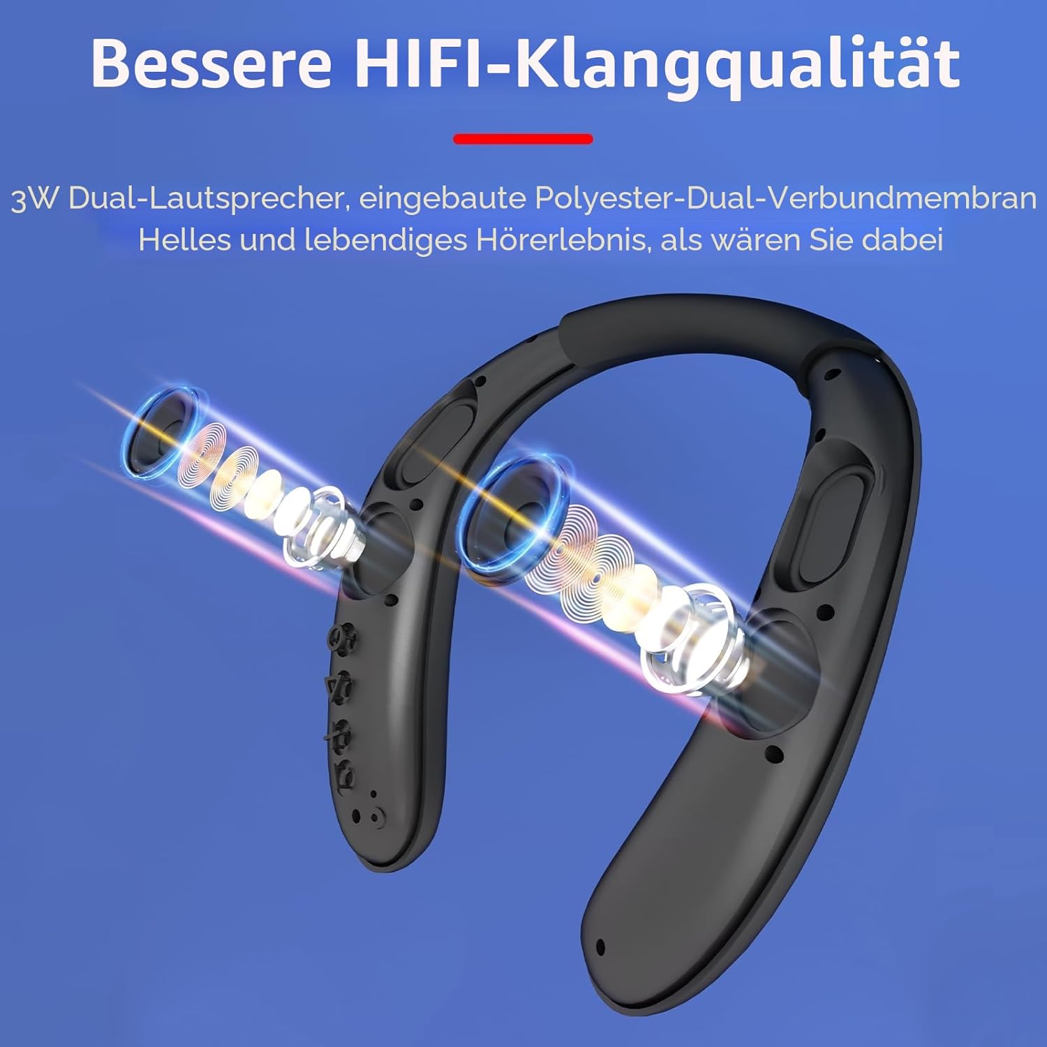 Detalle 2 de Smalody Smaloyd Bluetooth-Nackband-Lautsprecher mit Mikrofon – kabelloser Surround-Ton fürs Outdoor
