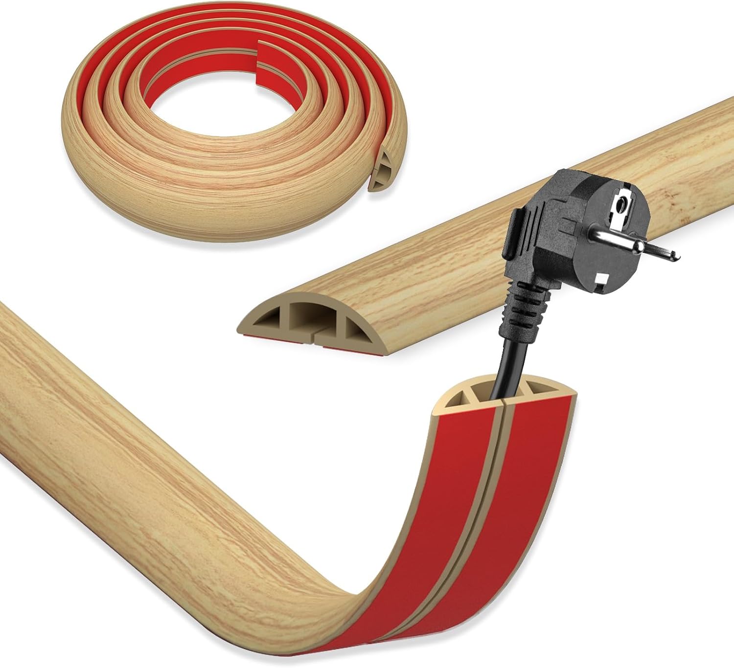 DIKARIYA Kabelkanal Holzoptik Selbstklebend – Flexibel, 3 cm x 1 m, Weiß