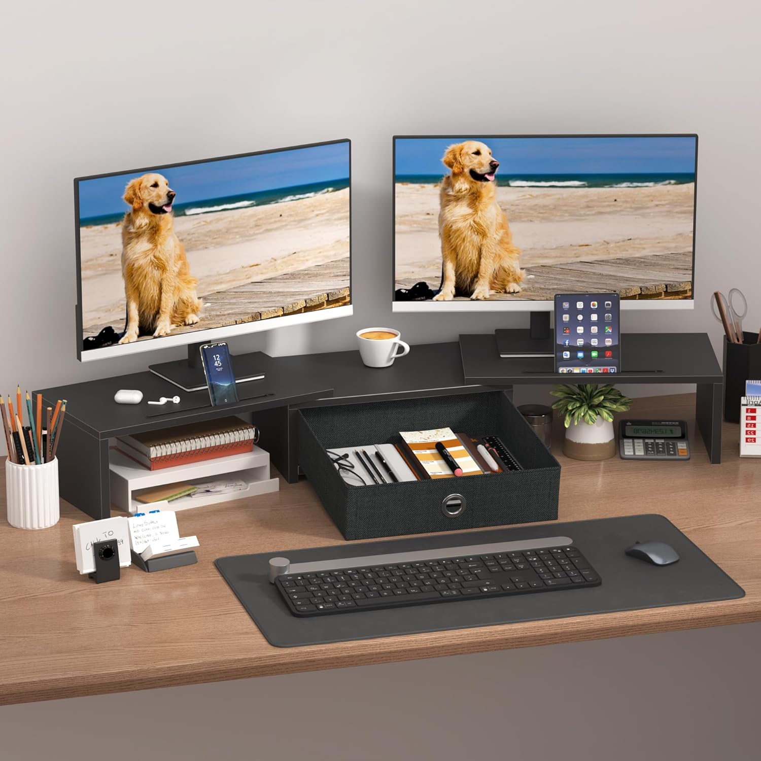 Thumbnail 1 de OYRREU Monitorerhöhung 15,5 cm für 2 Monitore