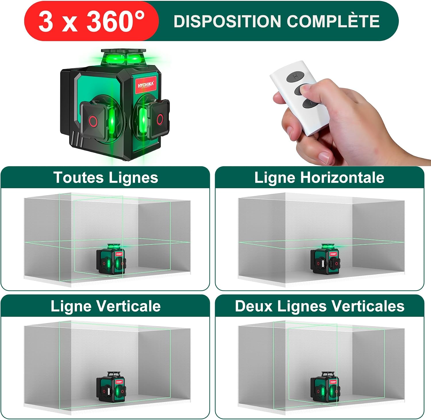 Detalle de HYCHIKA Livella Laser Autolivellante 3x360° con Treppiede – Kit completo IP54