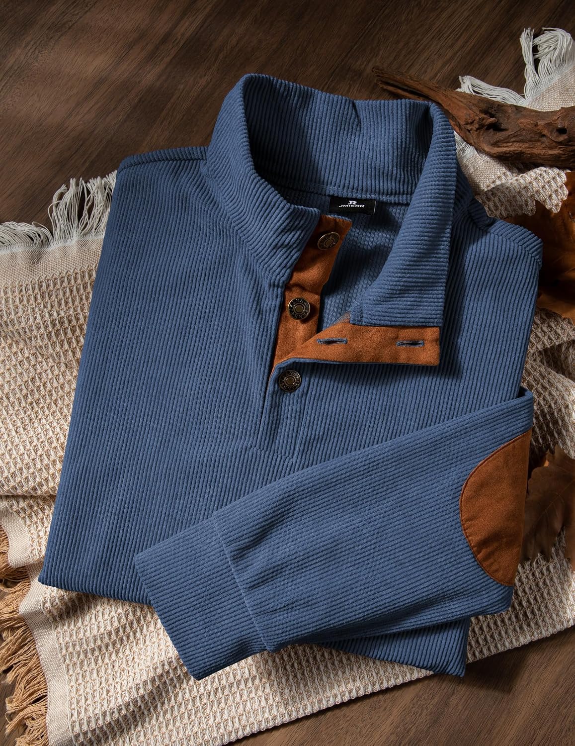 Thumbnail 5 de JMIERR Corduroy Stand-Collar Sweatshirt with Pockets