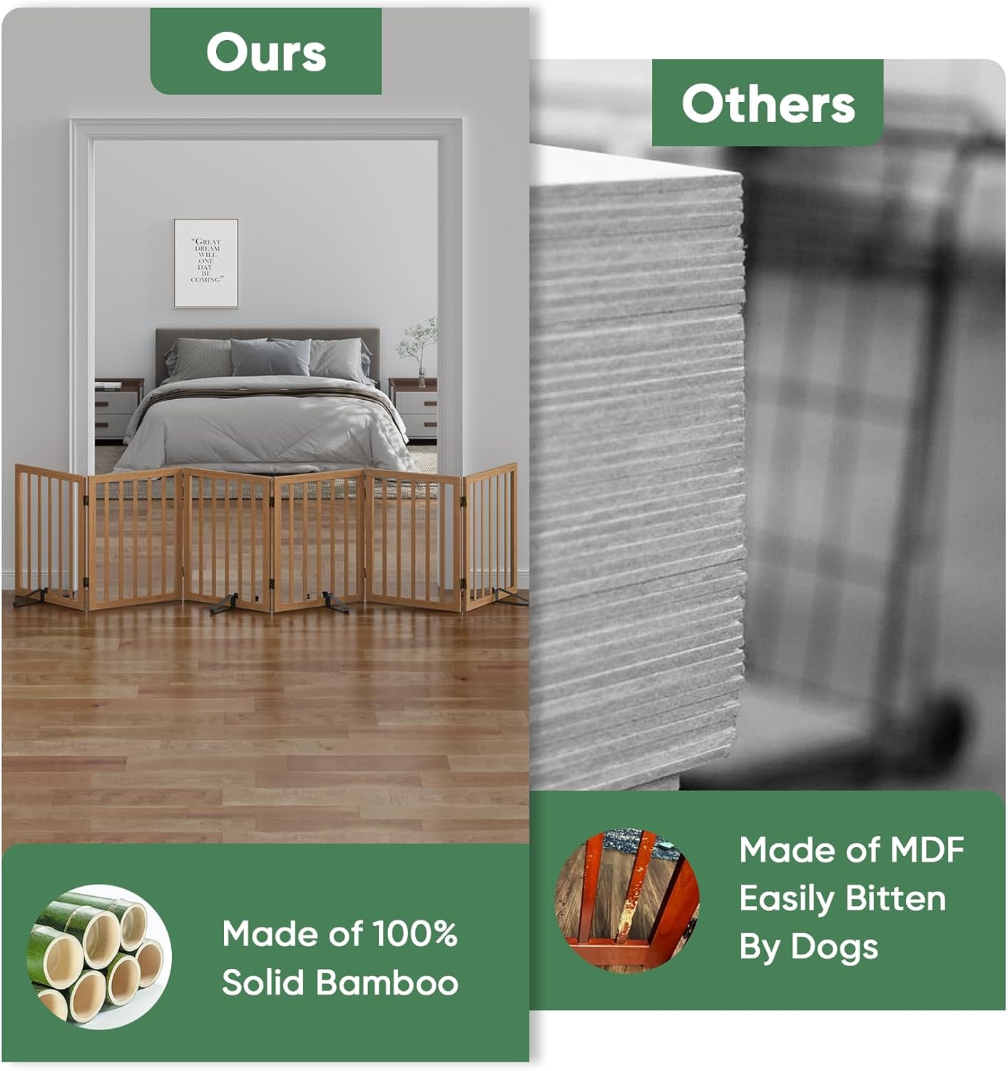 Thumbnail 4 de Algherohein Tall Dog Gate for Doorways (6 Panels, Dark Walnut)