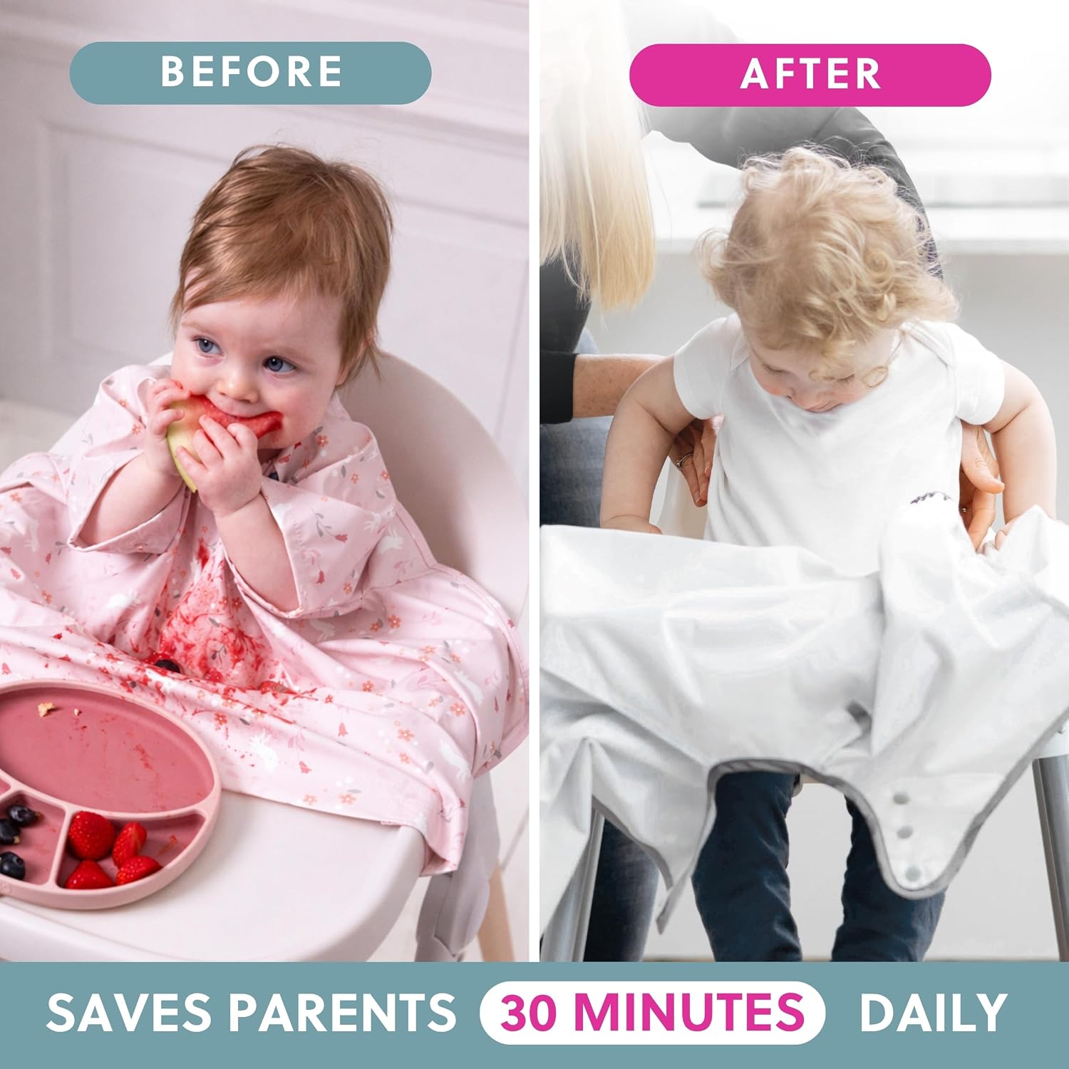 Thumbnail 4 de BIBaDO Short Sleeve Baby Bibs for 6–36 Months: Coverall Weaning Bib for Messier Meals