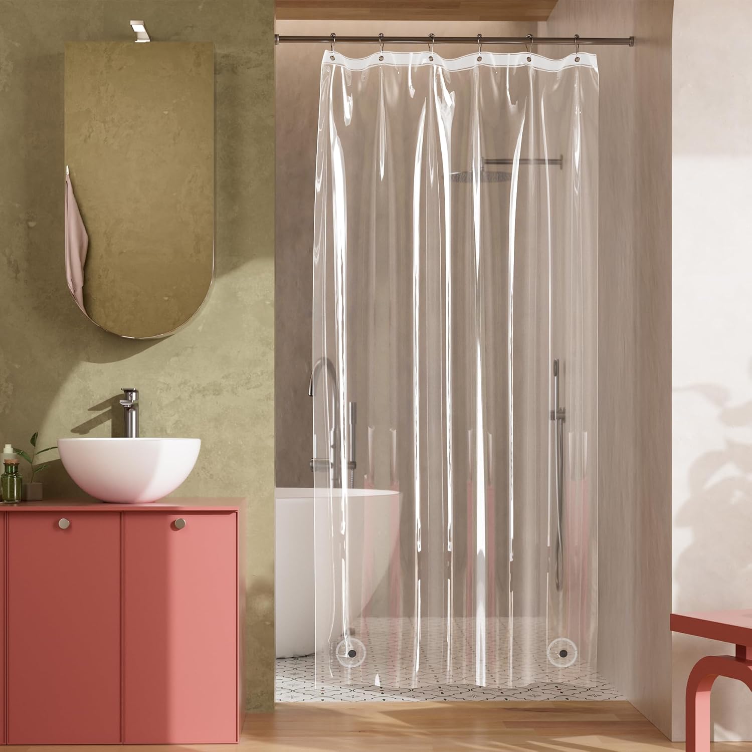 Detalle 2 de Titanker 36 x 72-Inch Clear PEVA Shower Curtain Liner with 2 Magnets