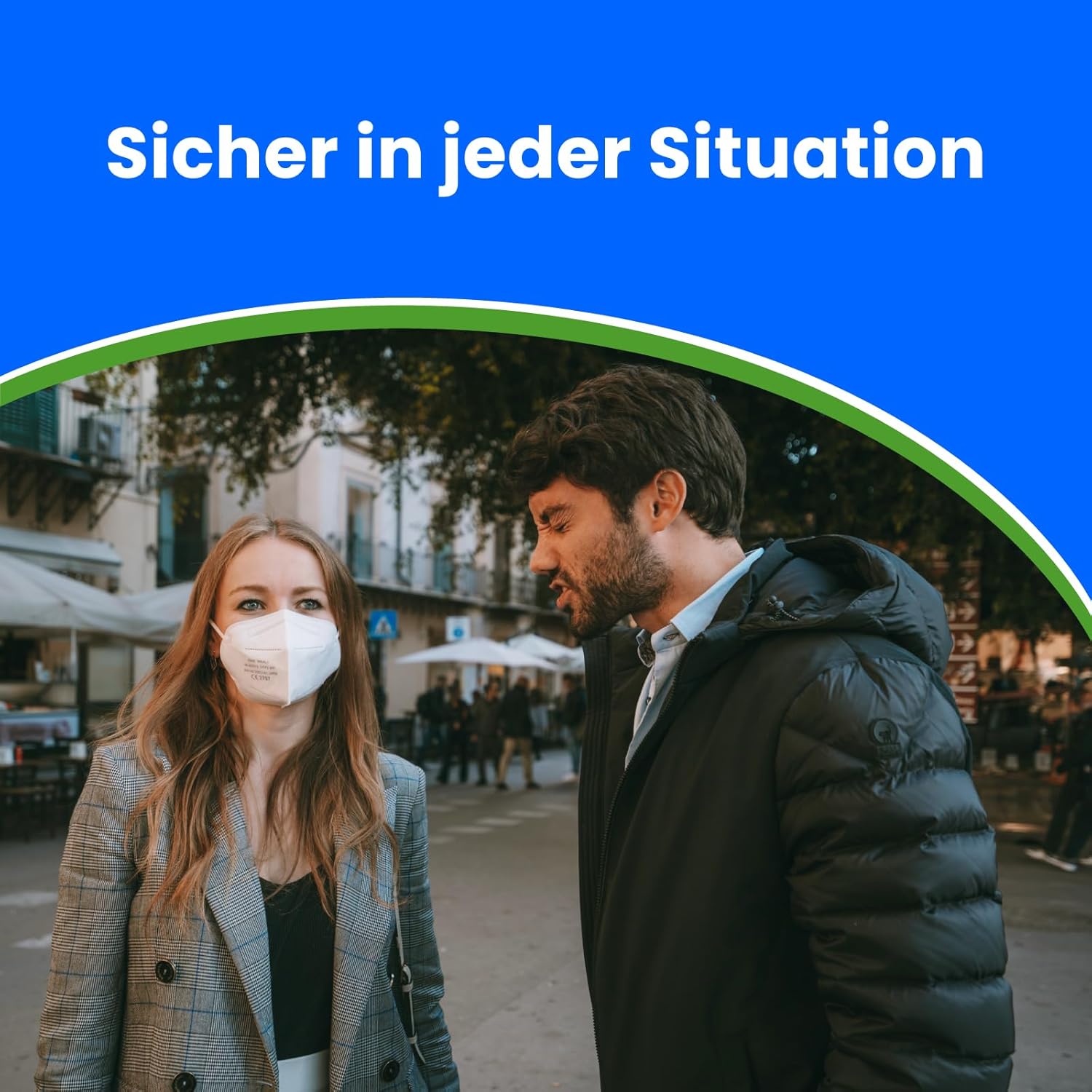 Detalle de ADESTE – 50x FFP2 Maske, 5‑lagig, ventillose Mundschutzmaske EN 149:2001+A1:2009, Weiß, einzeln verpackt