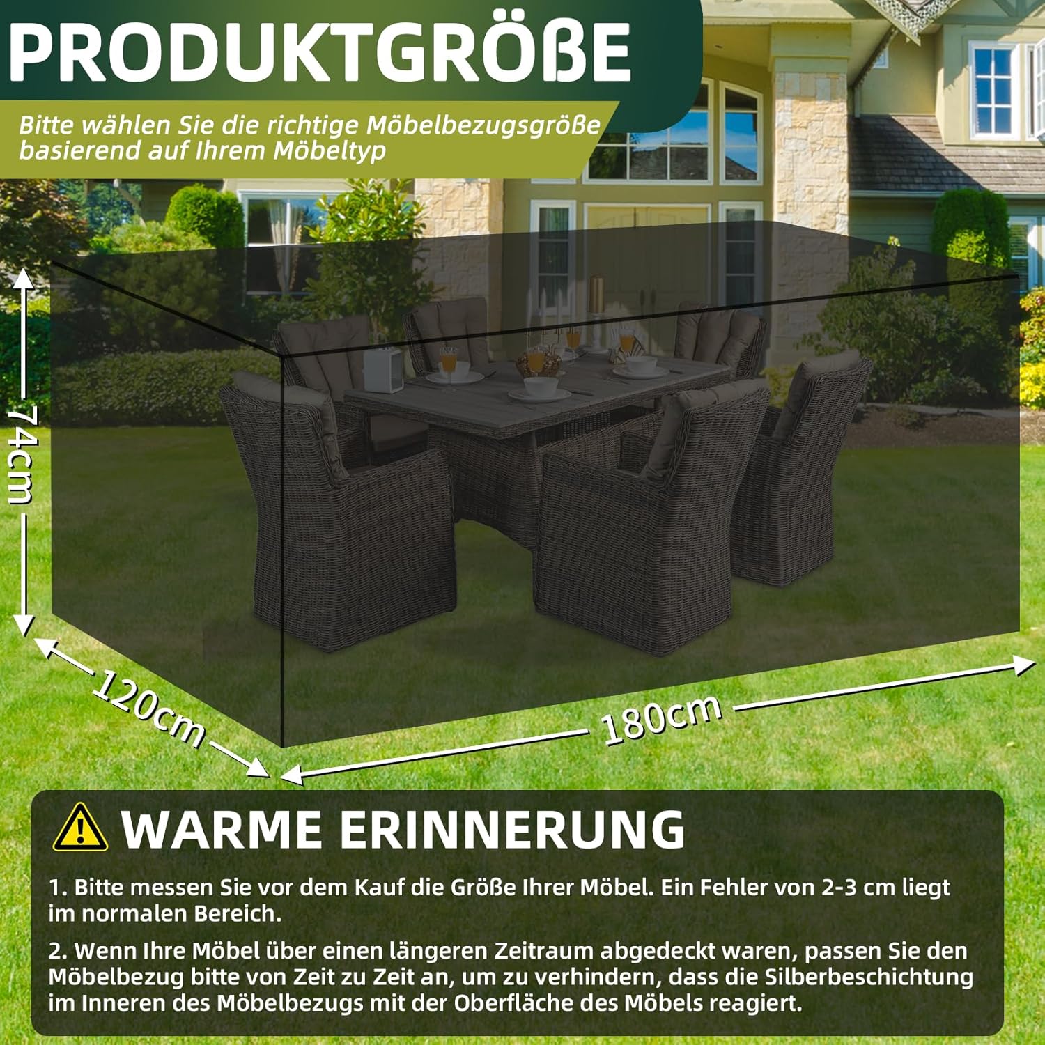 Thumbnail 1 de FORTRY Abdeckung Gartenmöbel Winterfest 180x120x74 cm – wasserdicht, atmungsaktiv und winddicht