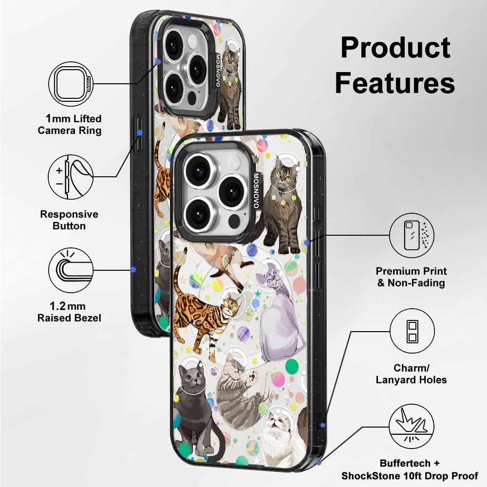 Thumbnail 6 de MOSNOVO for iPhone 15 Pro Case with MagSafe | Space Cat / Black