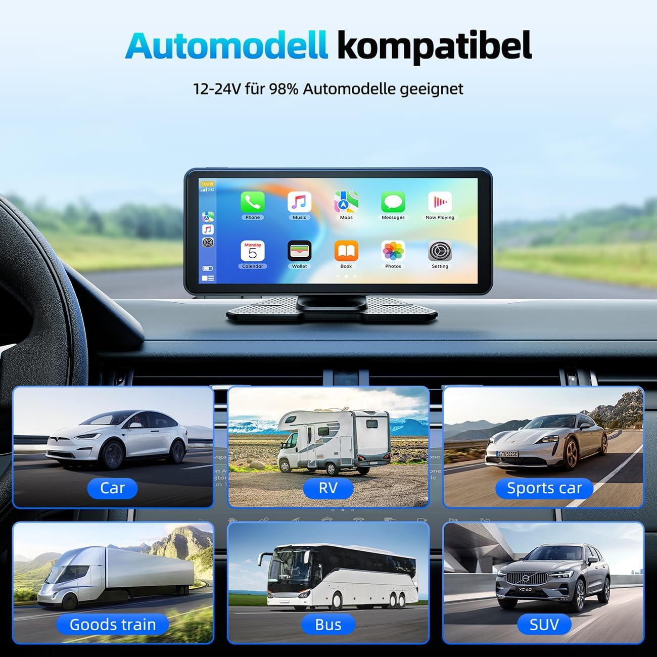 Thumbnail 6 de LAMTTO 6,86 Zoll Wireless CarPlay/Android Auto Display – Touchscreen, Mirror Link und Sprachsteuerung