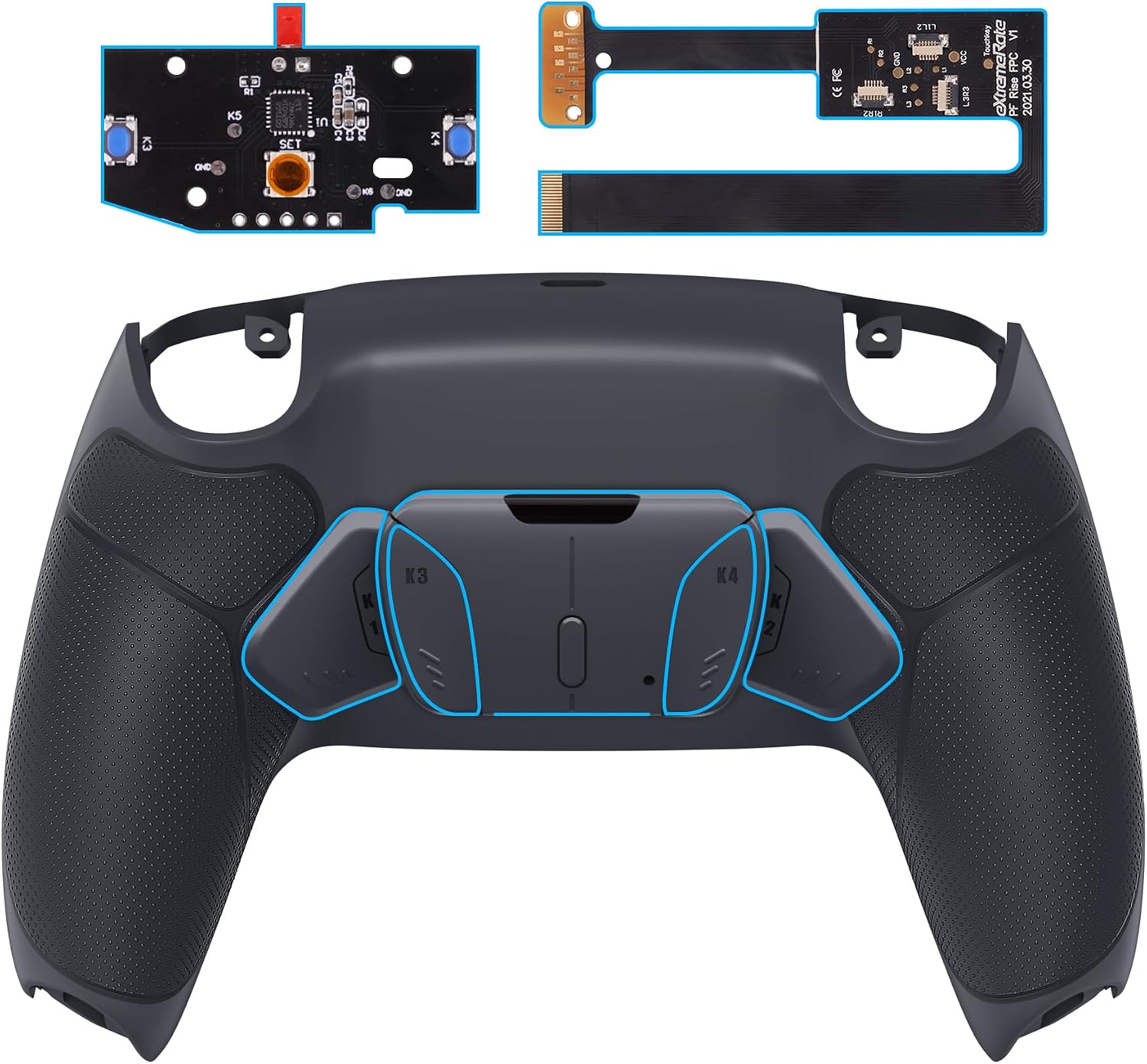 Detalle de eXtremeRate RISE4 Remap Kit do PS5 BDM-010/020, 4 przyciski i gumowany chwyt