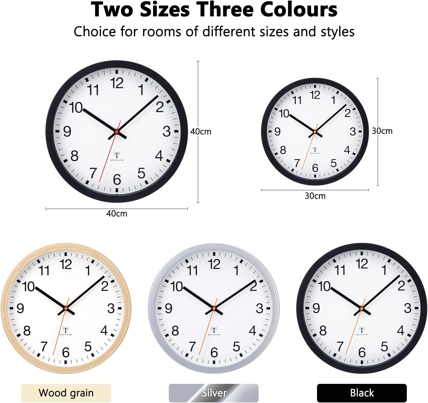 Detalle 2 de VIVILINEN bezgłośny zegar ścienny 30 × 30 cm z synchronizacją DCF77