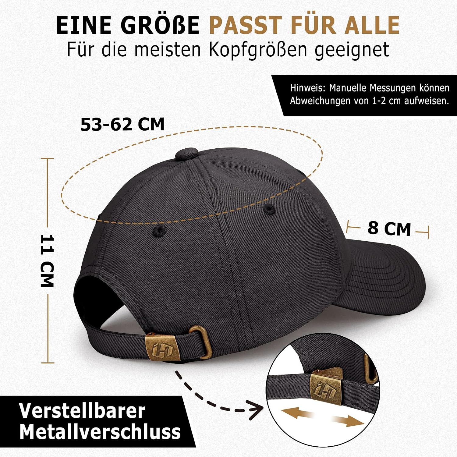 Detalle de HASAGEI Baseball Cap aus 100 % Baumwolle (verstellbar) für Herren & Damen