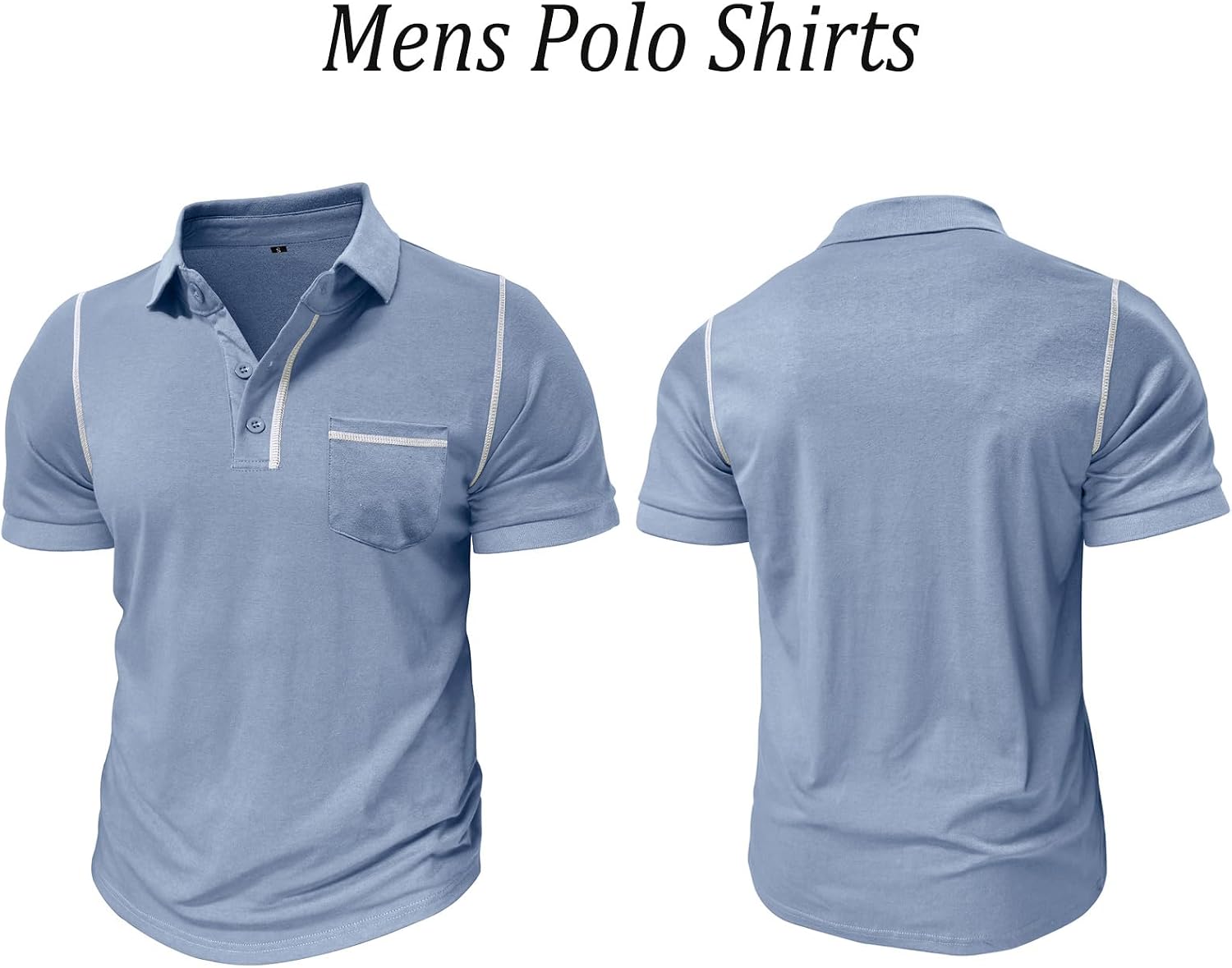 Detalle 2 de Volemo Men’s Short Sleeve Polo Shirt – Casual Golf Top in Soft Cotton Blend with Pocket