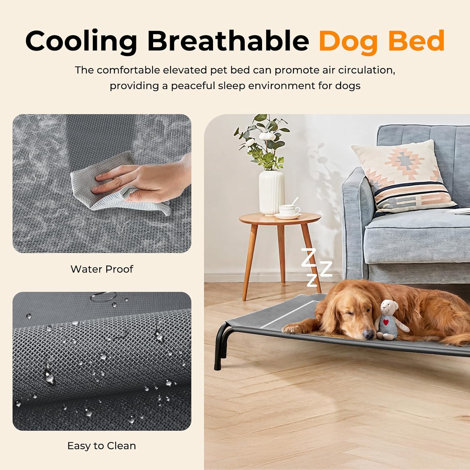 Detalle 2 de DOPEDIO Raised Dog Bed XL cooling breathable elevated pet bed