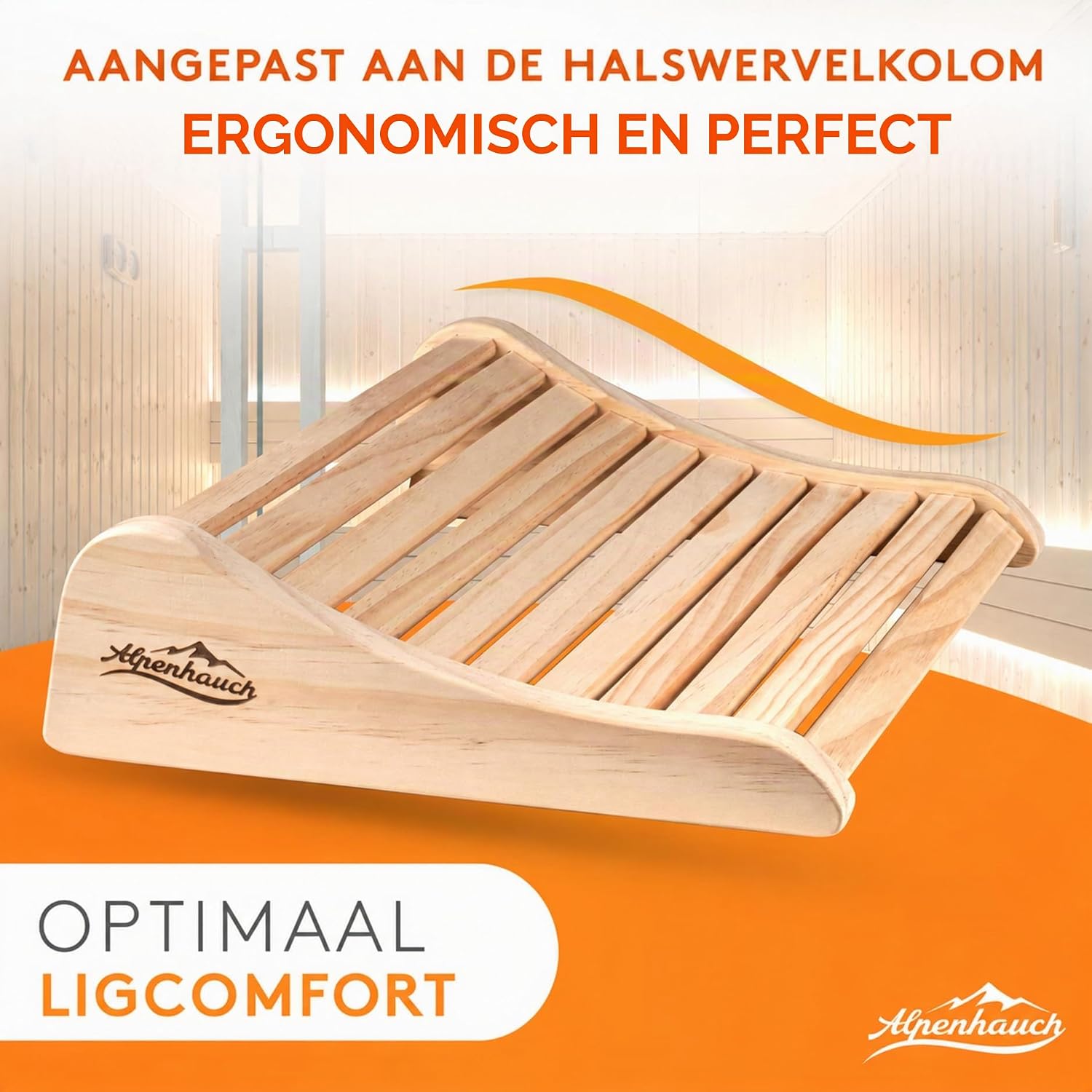 Detalle de ALPENHAUCH ALP-KO1000 saunahoofdsteun van natuurlijk hout