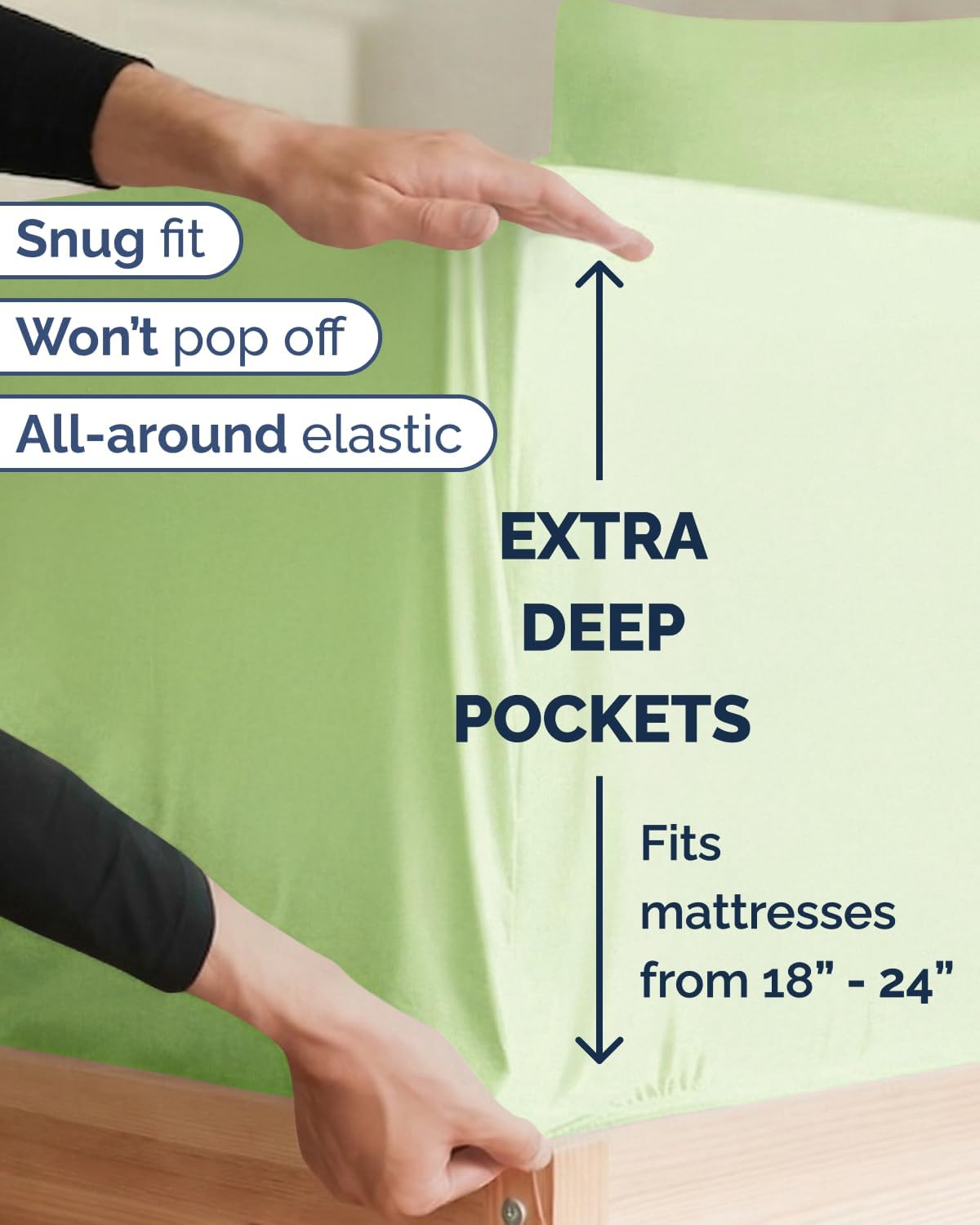 Detalle de CGK Unlimited 21InchTwXLLightSage Twin XL Sheet Set, Microfibre, Light Sage
