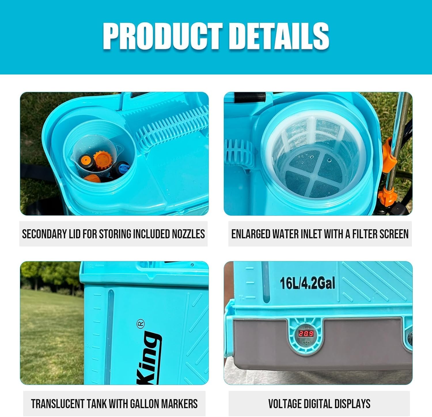 Detalle 2 de SideKing Knapsack Sprayer 16L electric