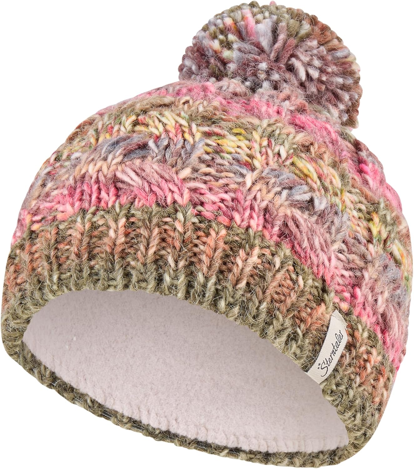 Detalle 2 de Sterntaler Mädchen Beanie-Mütze Bommelmütze Farbmix – Wollanteil, Beerenrosa, Größe 55