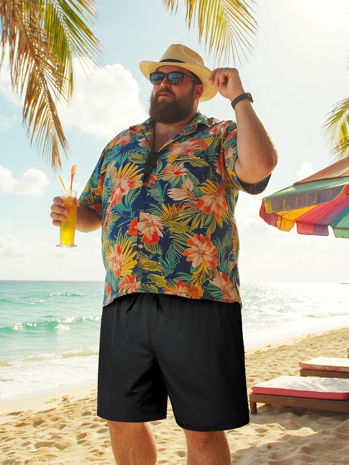Thumbnail 2 de Arcweg Men’s Plus Size Long Swim Shorts (Big & Tall) with Compression Liner & Zipper Pocket