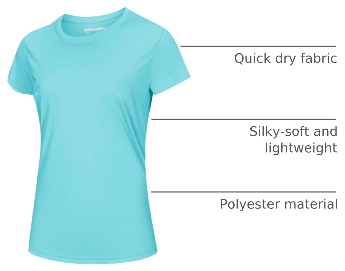 Detalle de MAGCOMSEN Women's Workout Top, Short Sleeve, UPF 50+, Quick-Dry Polyester