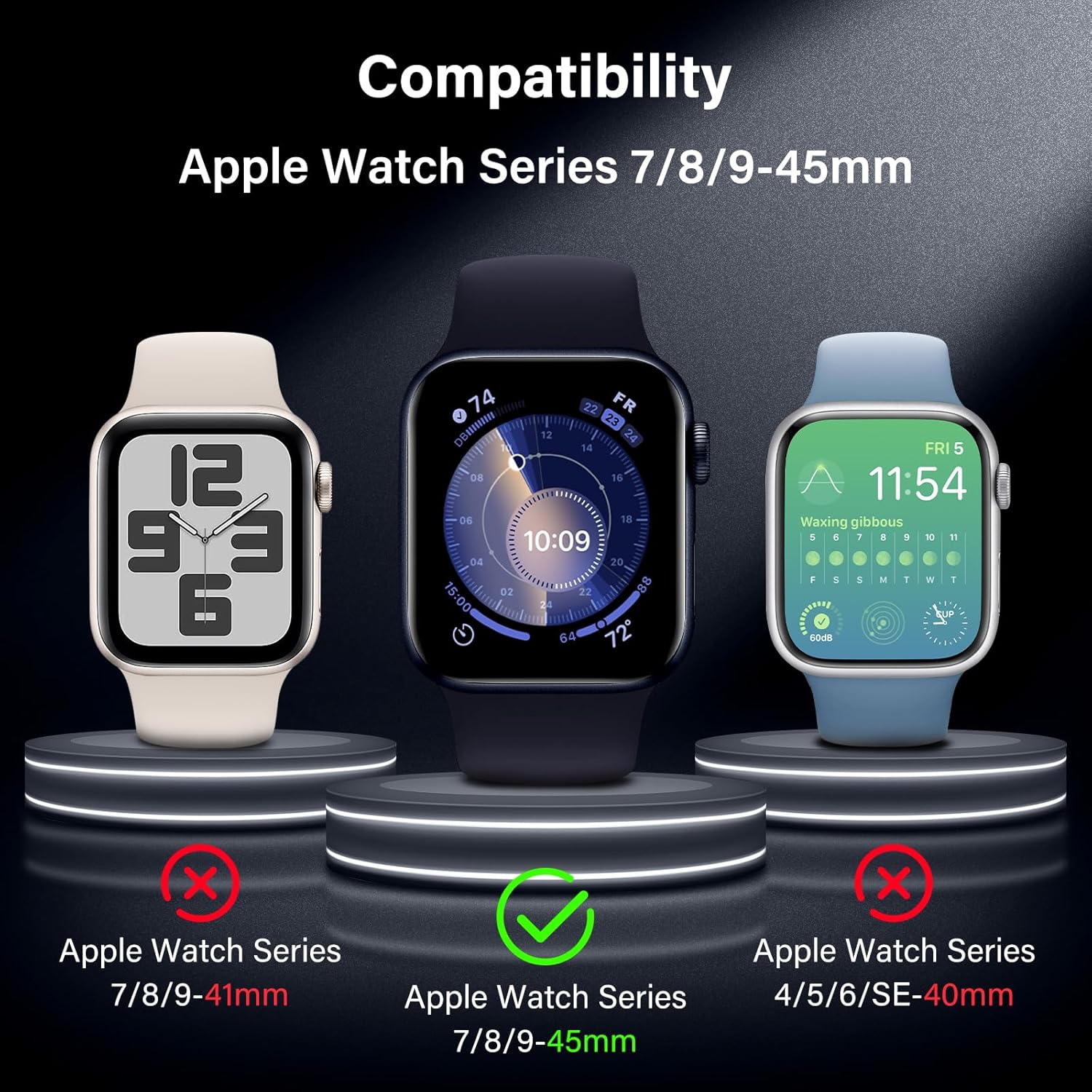 Thumbnail 1 de UniqueMe Apple Watch 45mm screen protector 2 pack
