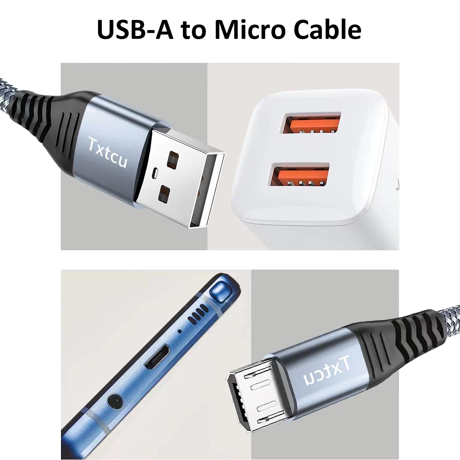 Detalle 2 de Txtcu Micro USB Cable 5m long braided charging cord