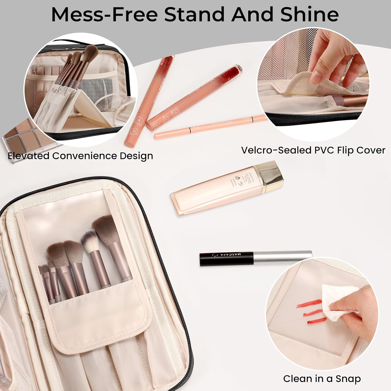 Detalle de HauteHues Travel Makeup Bag, Large Capacity