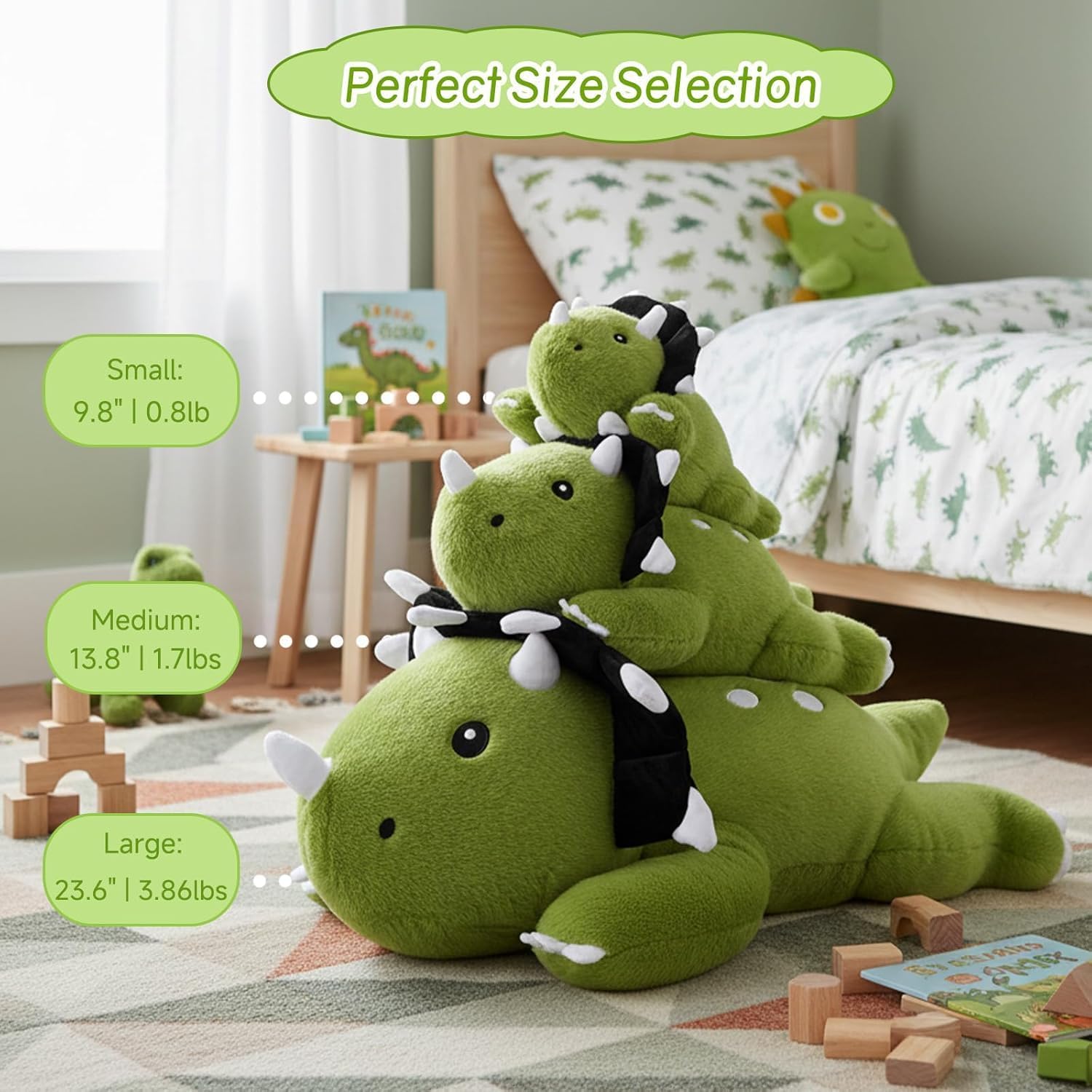 Thumbnail 2 de SQEQE Weighted Triceratops Dinosaur Plush: A Cozy 23.6-Inch Hug for All Ages