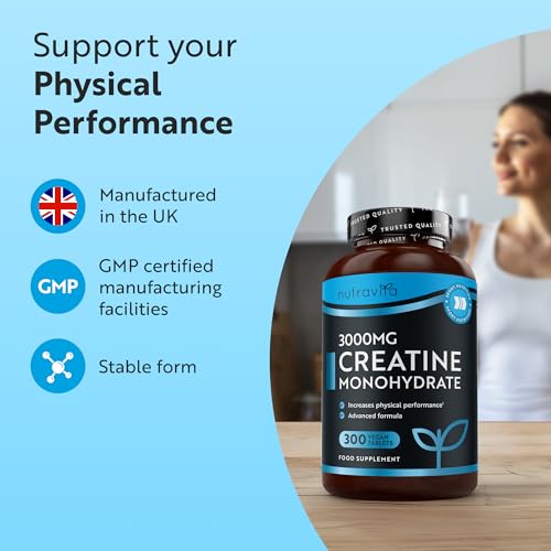 Thumbnail 2 de Nutravita Creatine Monohydrate Tablets 3000mg – 300 Vegan Tablets