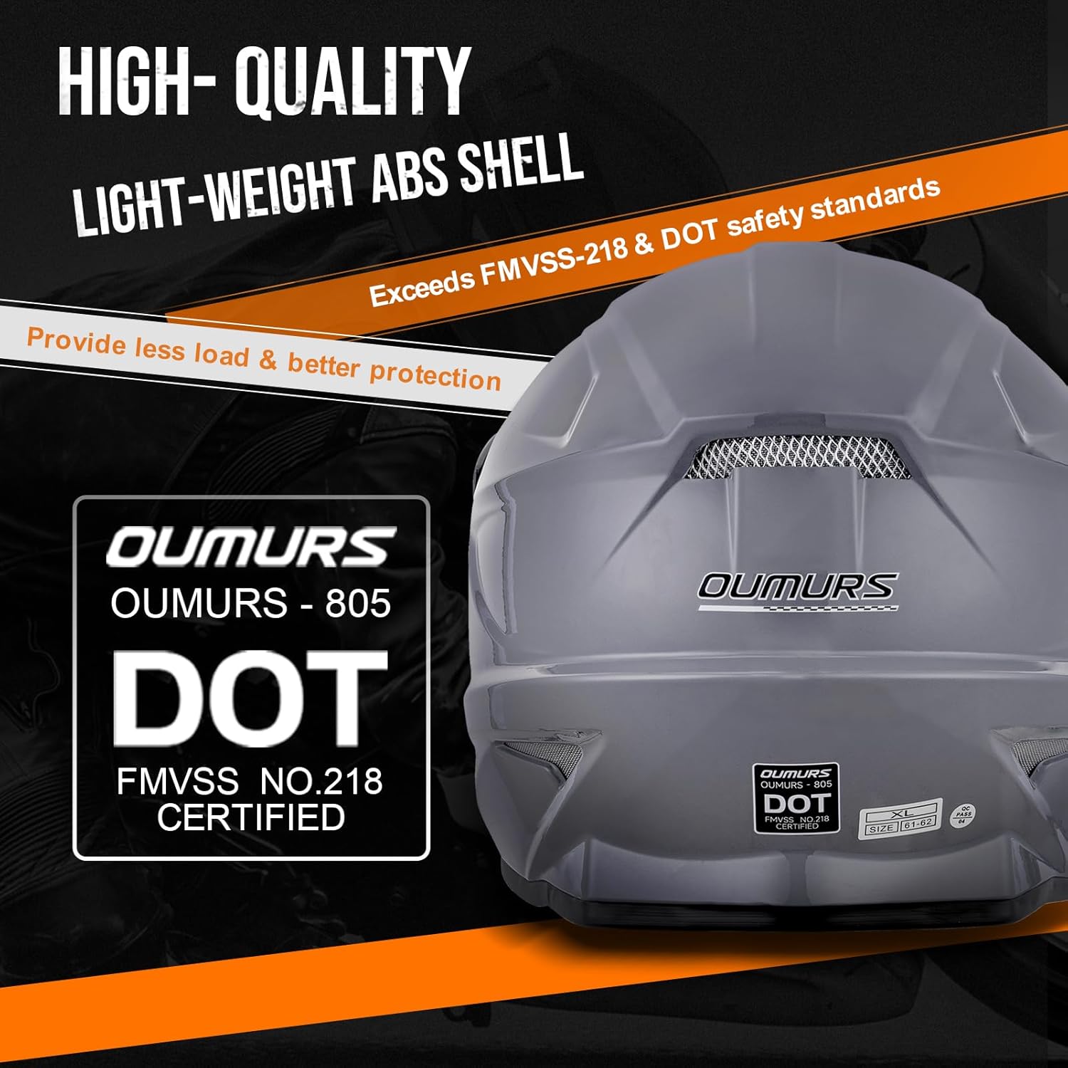 Thumbnail 2 de OUMURS Adult ATV Dirt Bike Helmet with Goggles, Gloves & Mask – Gray, XXL