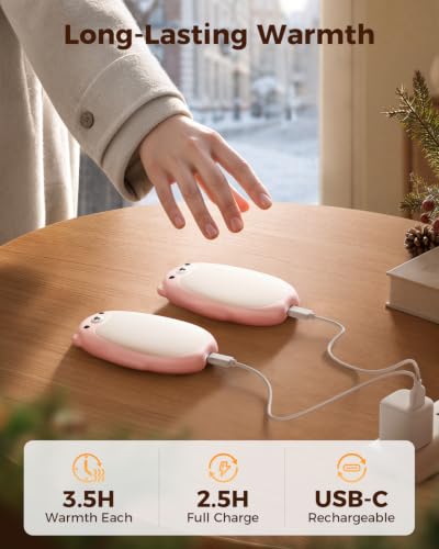 Detalle 2 de Bearwind Rechargeable Hand Warmers, 2-Pack, Magnetic Pocket Warmers in Pink